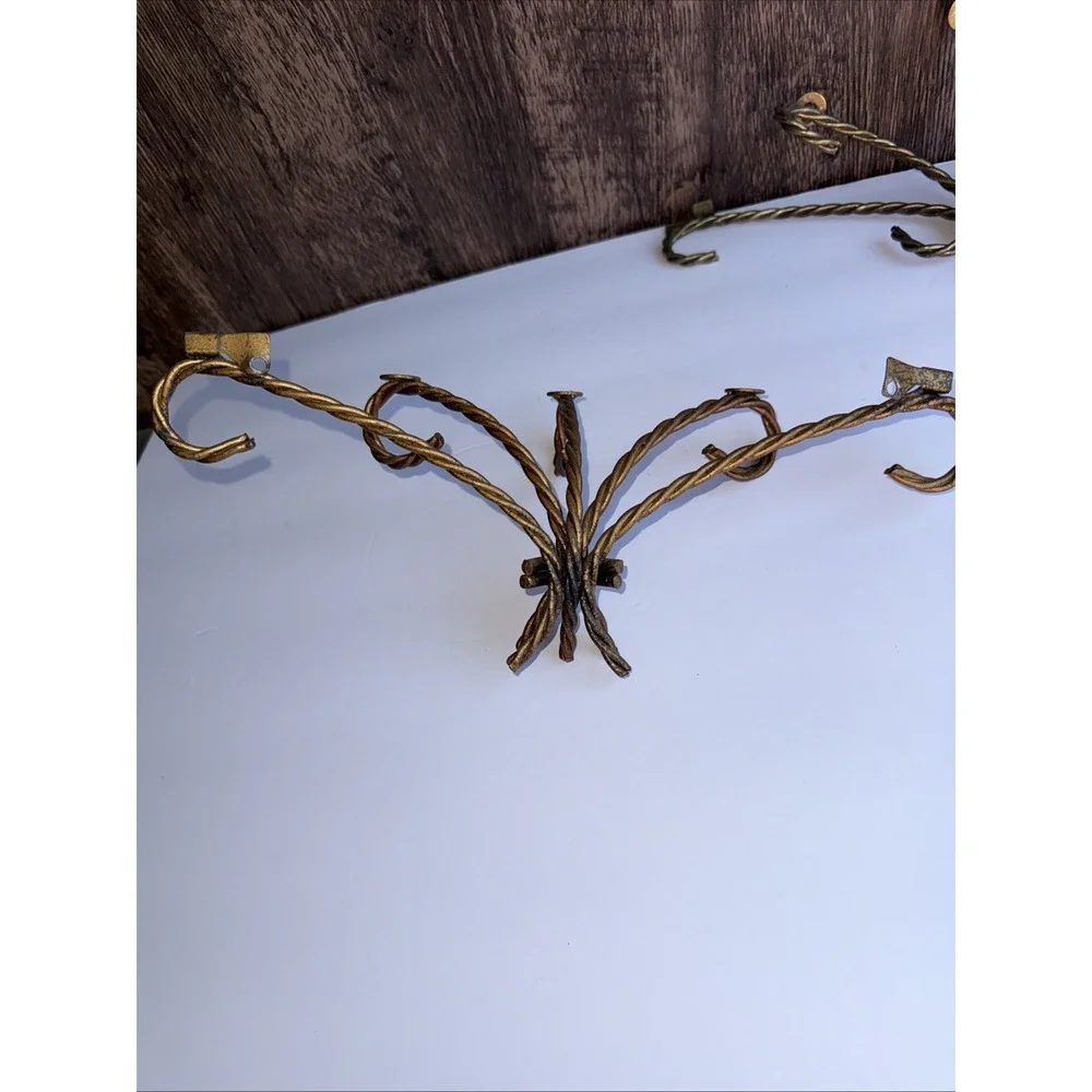 2 Vintage Twisted Rope Wall Shelf Brackets - Hollywood Regency‎ Style - Gold